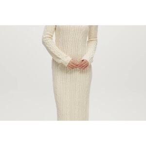 NWOT House of Harlow 1960 Pearl Embellished Wool Blend Sweater Dress Gray Small